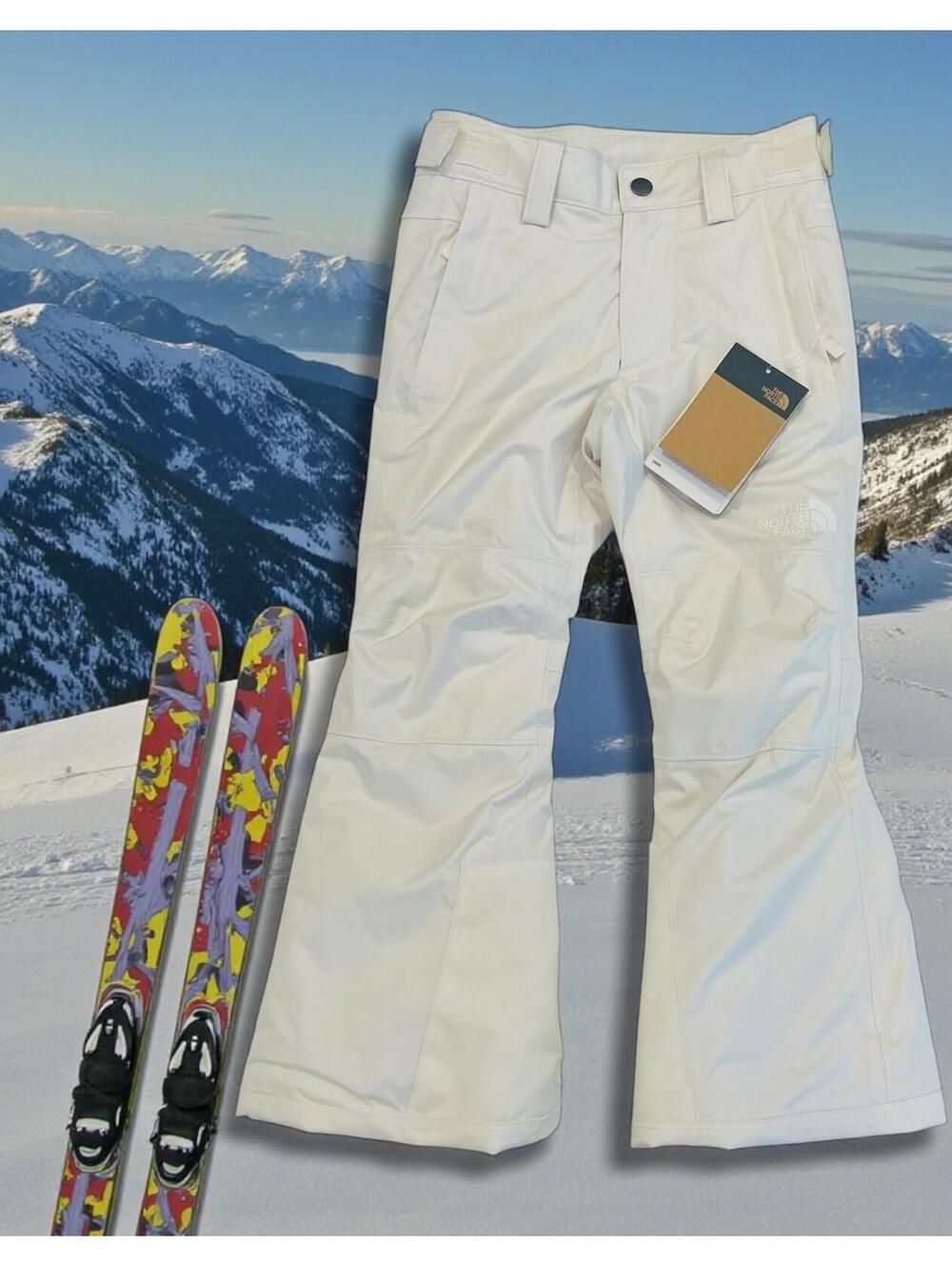 The North Face Girls' Freedom Insulated Snow Pants in White Dune Size Medium -10